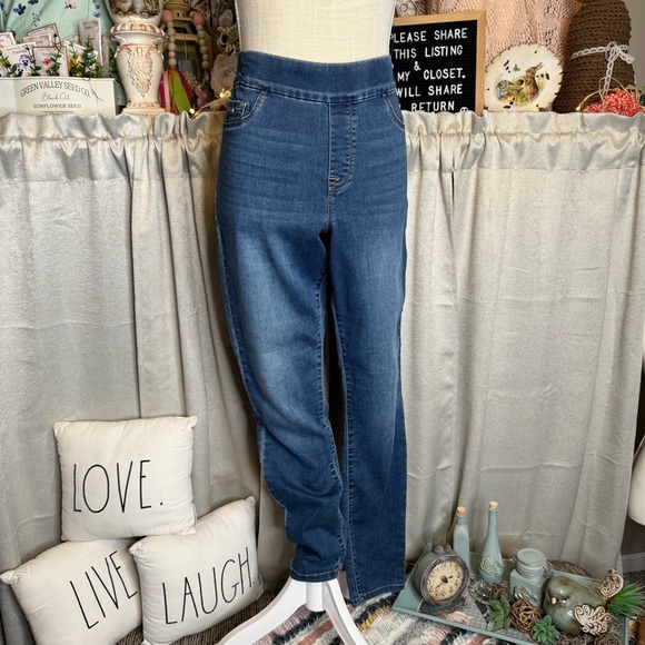 Nine West Blue Jeggings Medium Wash Elastic Waistband Size 12 - Picture 14 of 15